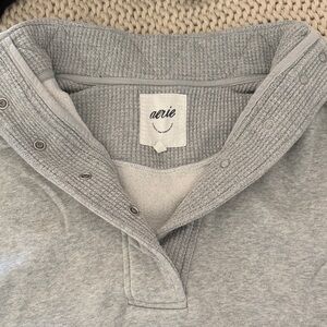 Aerie Light Gray Button-Up Pullover